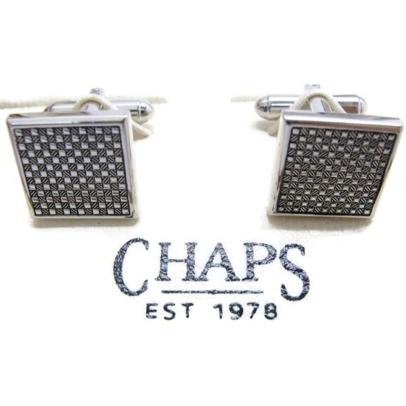 Chaps Cufflinks Silver Tone Square Wedding Tux - Picture 2 of 16